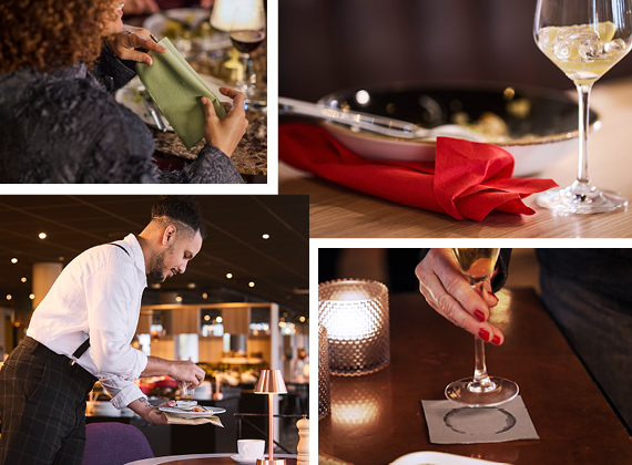 Collage showing the durable Bio Dunisoft premium napkins