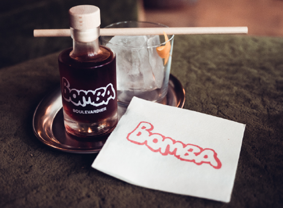 Branded cocktail napkin for a bar