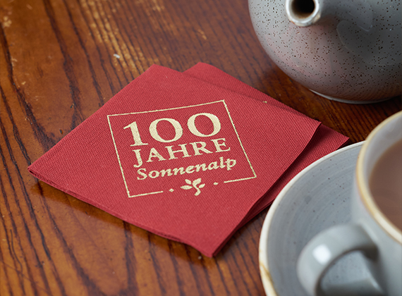 Red branded cocktail napkin