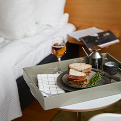 Room service tray with napkin